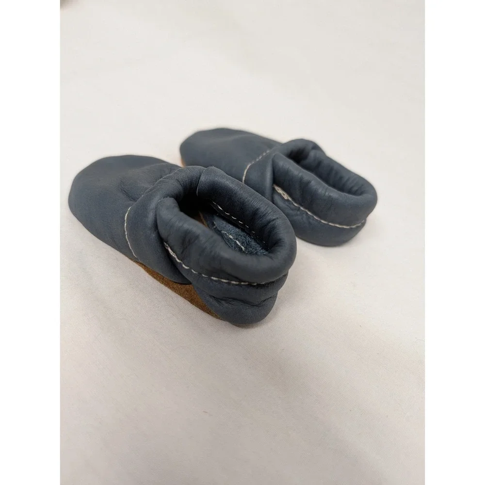Starry Knight Leather Baby Mocassins Shoes Navy Blue Sz Infant 0